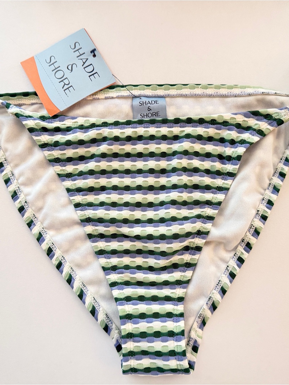 Shade & Shore Green Stripe Women’s Bikini Bottom NWT medium